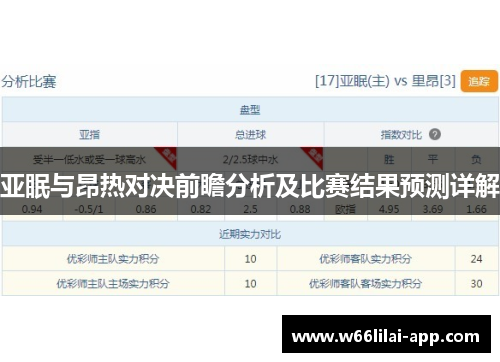 亚眠与昂热对决前瞻分析及比赛结果预测详解